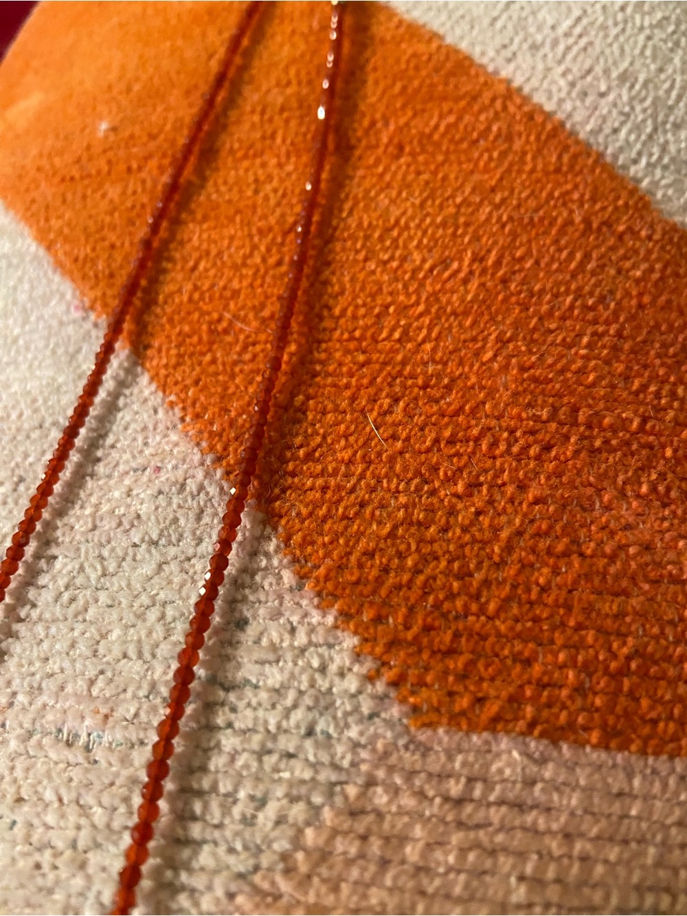 Gold Crescent Pendant Necklace with 2.5mm Carnelian Beaded Chain - Picture 6 of 8